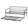 VEVOR Twin Size Daybed Frame, Height Adjustable Day Bed with Trundle, Heavy Duty Metal Platform Bed Frame with LED Light and Charging Station, Twin Daybed with Metal Slats for Living Room, Bedroom