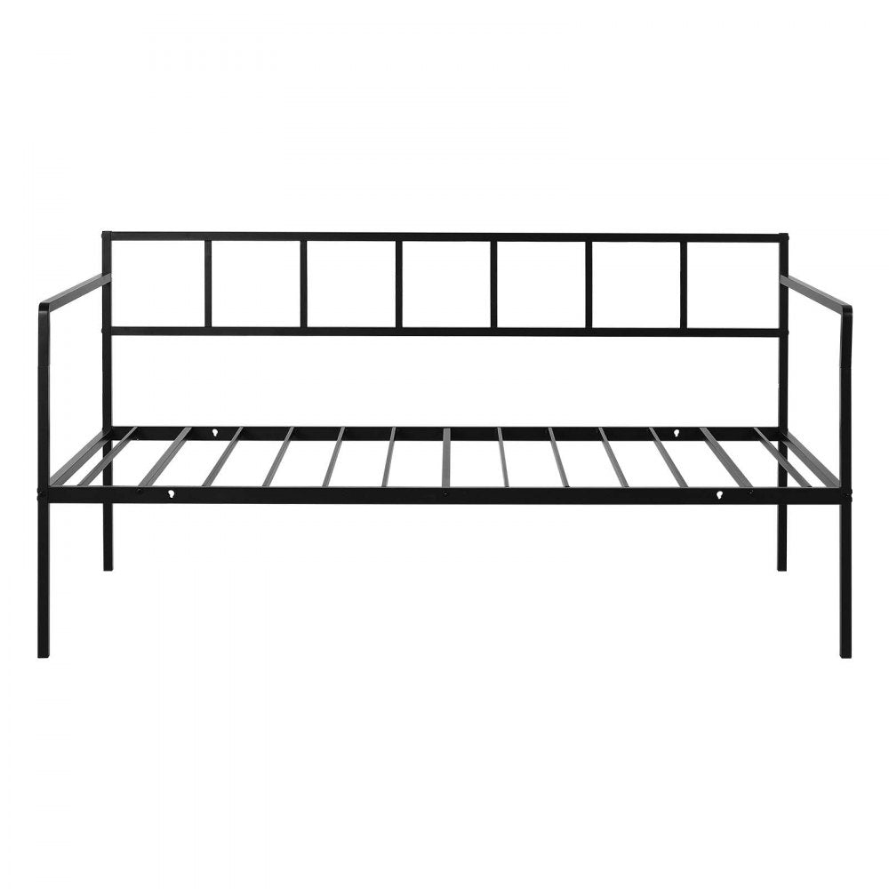 VEVOR Twin Daybed Metal Twin Size Day Bed Frame with Under-Bed Storage, for Living Room Bedroom Guest Room, Space Saving, Heavy-Duty Metal Sofa Bed Support, Easy Assembly, Without Trundle, Black