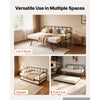 VEVOR Twin Daybed with Pop Up Trundle Metal Twin Day Bed Frame Pull Out, for Living Room Bedroom Guest Room, Space Saving, Heavy-Duty Metal Sofa Bed Support, Lockable Casters, Easy Assembly, Black