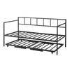 VEVOR Twin Daybed with Pop Up Trundle Metal Twin Day Bed Frame Pull Out, for Living Room Bedroom Guest Room, Space Saving, Heavy-Duty Metal Sofa Bed Support, Lockable Casters, Easy Assembly, Black