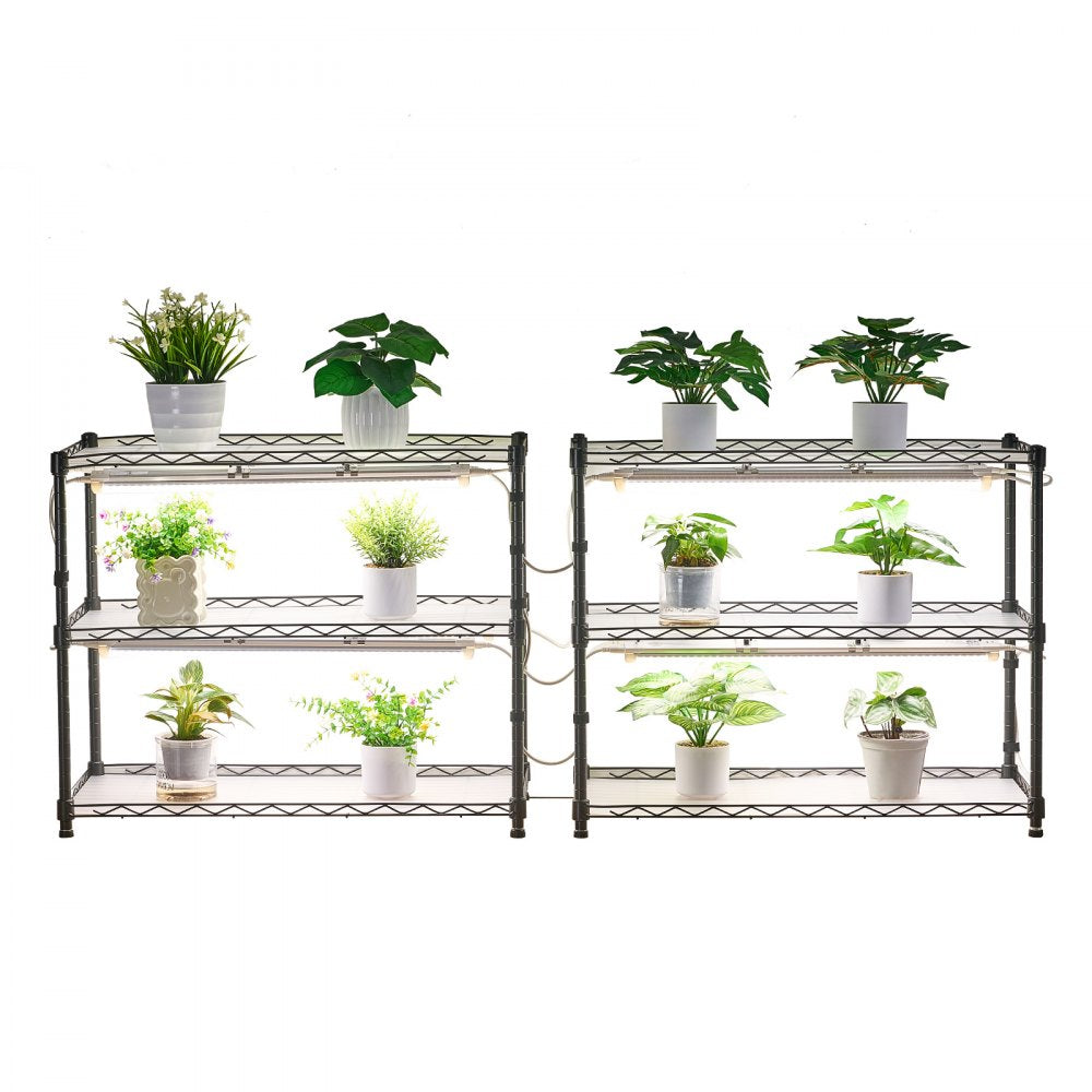 VEVOR DIY Plant Shelf with Grow Lights, 71 in Tall Indoor Plant Stand with Wheels, 192W 5000K Full Spectrum Grow Lights, Heavy Duty Metal Plants Display Rack, Flower Pot Holder for Seed Starting