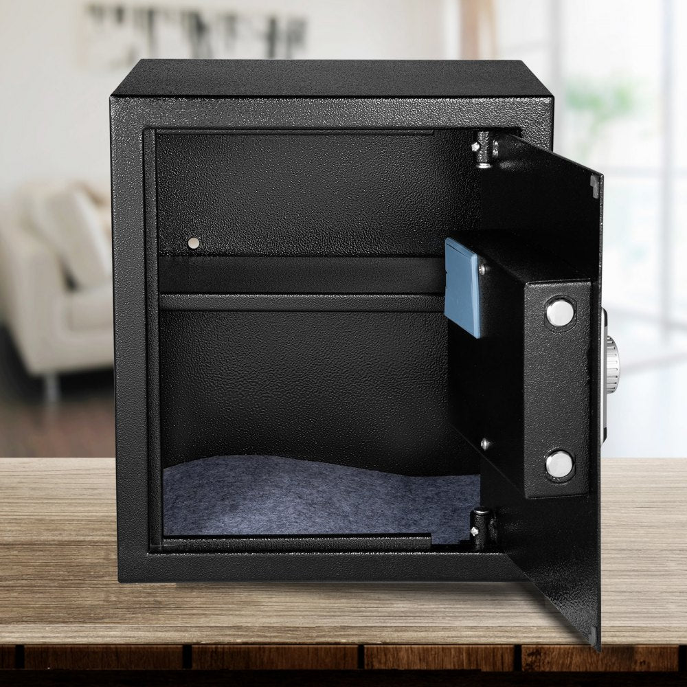 VEVOR Safe Box, 1.7 CU.FT Fingerprint Safe Box for Money with 2 Keys & Digital Keypad, Q235 Steel Safe Box for Storing Cash, Jewelry, Pistols, Documents, Watches in Home & Office & Hotel