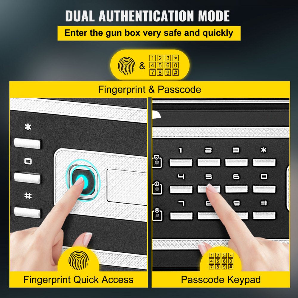 VEVOR Safe Box, 2.1 CU.FT Fingerprint Safe Box for Money with 2 Keys & Digital Keypad, Q235 Steel Safe Box for Storing Cash, Jewelry, Pistols, Documents, Watches in Home & Office & Hotel