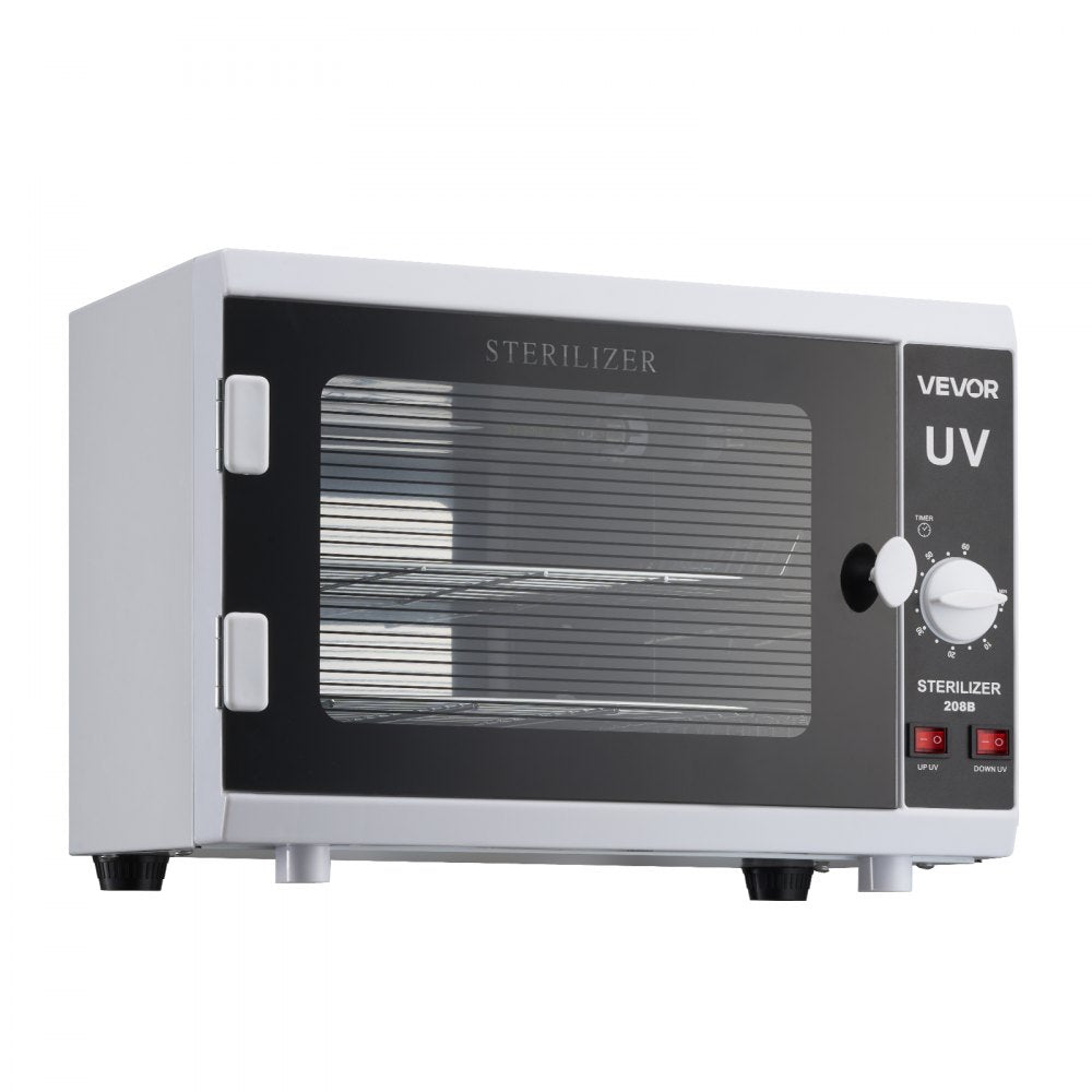 VEVOR Nail Tool Cleaning Machine, 12L Large Capacity, Knob Control, Tool Cabinet Cleaner Box with Timer Setting, Tempered Glass Door, 185nm Wavelength, for Labs, Home, Nail Salons, Beauty Salons