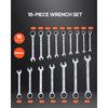 VEVOR Combination Wrench Set, 16-Piece Ratcheting Wrench Set with Organizer Rack, Cr-V Steel Wrench Set Metric 8 mm to 24 mm, Ideal for General Household, Garage, Workshop, Auto Repairs, Emergency
