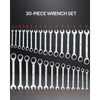 VEVOR Combination Wrench Set, 30-Piece Ratcheting Wrench Set with Organizer Rack, Cr-V Steel Wrench Set SAE 1/4" to 1", Metric 8 mm to 24 mm, Ideal for General Household, Garage, Workshop, Emergency
