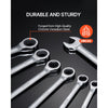 VEVOR Combination Wrench Set, 30-Piece Ratcheting Wrench Set with Organizer Rack, Cr-V Steel Wrench Set SAE 1/4" to 1", Metric 8 mm to 24 mm, Ideal for General Household, Garage, Workshop, Emergency