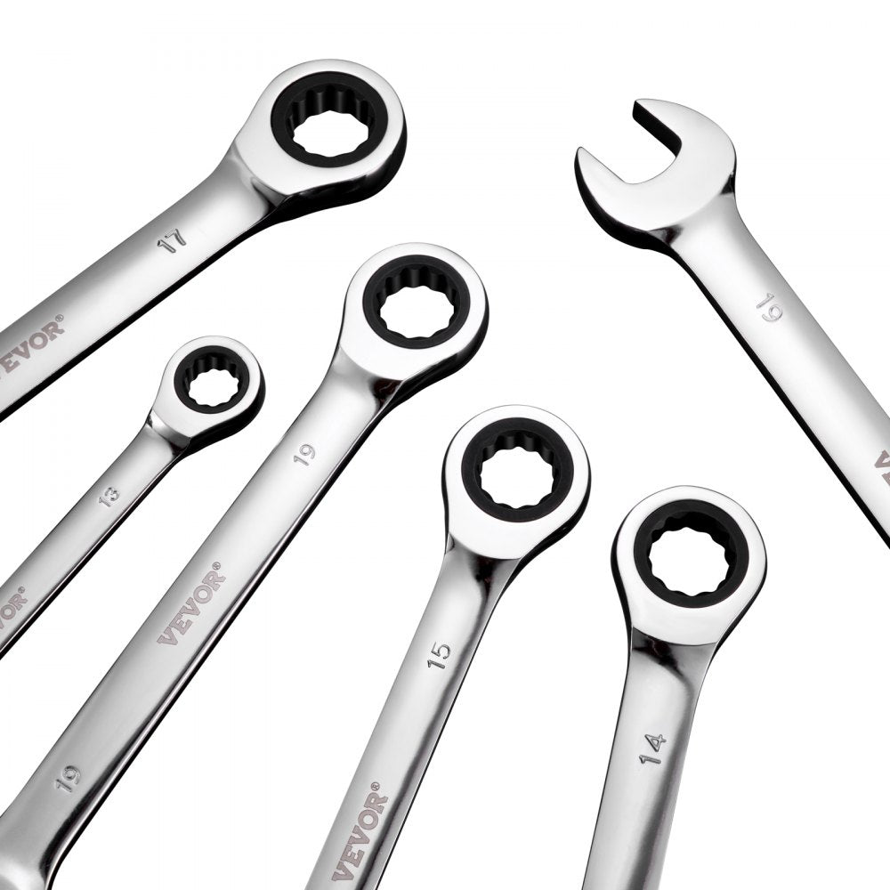 VEVOR Combination Wrench Set, 30-Piece Ratcheting Wrench Set with Organizer Rack, Cr-V Steel Wrench Set SAE 1/4" to 1", Metric 8 mm to 24 mm, Ideal for General Household, Garage, Workshop, Emergency
