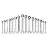 VEVOR Combination Wrench Set, 16-Piece SAE Sizes, 72 Teeth, Cr-V Steel Ratcheting Wrench Set, with Roll Up Pouch, Open End, Clear Size Labels, for General Household and Automotive Repairs, Silver