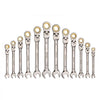 VEVOR Flex-Head Ratcheting Wrench Set, 12-Piece Metric 8 mm to 19 mm, 72 Teeth, Cr-V Steel Ratchet Flexible Combination Wrench Set with Roll Up Pouch, for General Household and Automotive Repairs