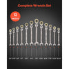 VEVOR Flex-Head Ratcheting Wrench Set, 12-Piece SAE Sizes, 72 Teeth, Cr-V Steel Ratchet Flexible Combination Wrench Set with Roll Up Pouch, for General Household and Automotive Repairs, Gray Nickel