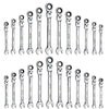 VEVOR Flex-Head Ratcheting Wrench Set, 24-Piece SAE and Metric, 72 Teeth, Cr-V Steel Ratchet Flexible Combination Wrench Set with Storage Case, for General Household and Automotive Repairs, Silver