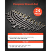 VEVOR Flex-Head Ratcheting Wrench Set, 24-Piece SAE and Metric, 72 Teeth, Cr-V Steel Ratchet Flexible Combination Wrench Set with Storage Case, for General Household, Automotive Repairs, Gray Nickel