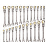 VEVOR Flex-Head Ratcheting Wrench Set, 24-Piece SAE and Metric, 72 Teeth, Cr-V Steel Ratchet Flexible Combination Wrench Set with Storage Case, for General Household, Automotive Repairs, Gray Nickel