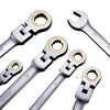 VEVOR Flex-Head Ratcheting Wrench Set, 8-piece Combination Wrench Set with Roll-up Pouch, Cr-V Steel Flexible Ratcheting Wrench Set Metric 8 mm to 17 mm, Ideal for General Household, Auto Repairs