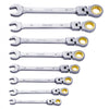 VEVOR Flex-Head Ratcheting Wrench Set, 8-piece Combination Wrench Set with Roll-up Pouch, Cr-V Steel Flexible Ratcheting Wrench Set Metric 8 mm to 17 mm, Ideal for General Household, Auto Repairs