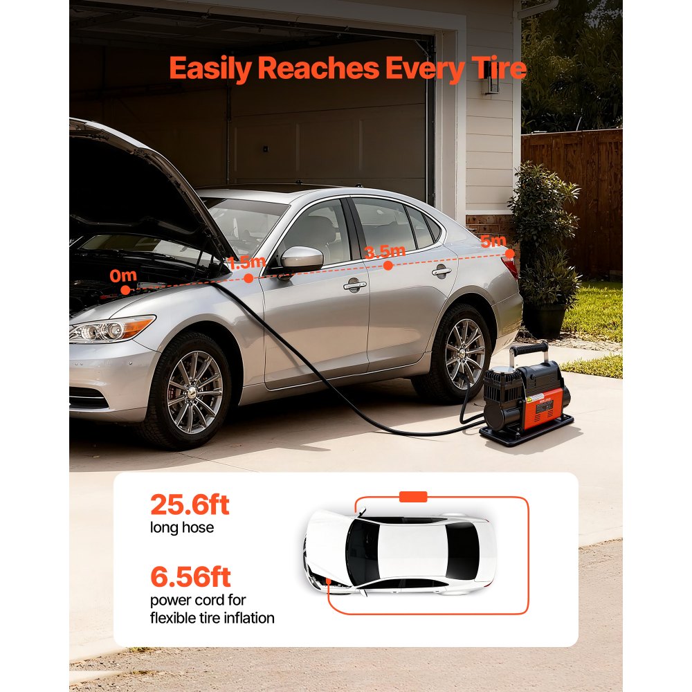VEVOR 12V Heavy Duty Air Compressor, Auto-Stop Portable Tire Inflator with LCD Digital Display, 7.14 CFM 150PSI Offroad Air Pump with Adapters for Trucks Car SUV 4 x 4 Vehicle RV