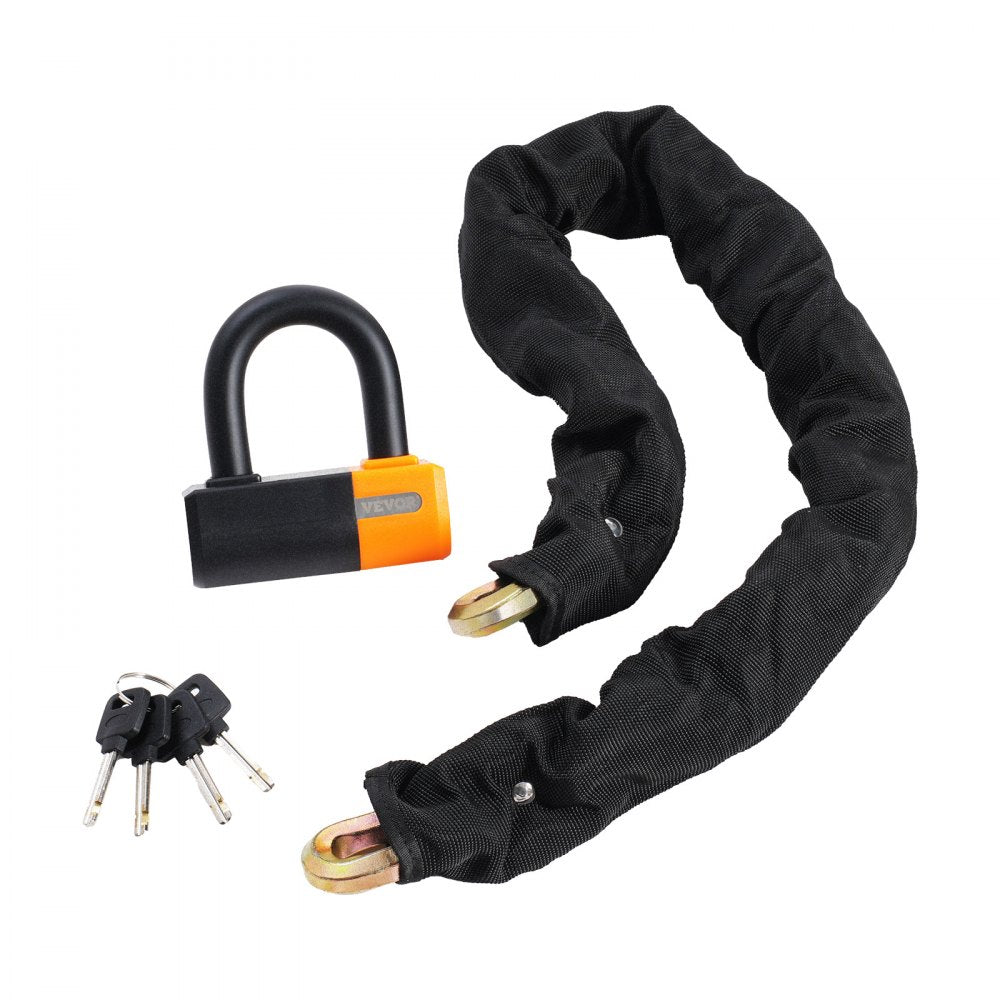 VEVOR Bike Chain Lock, 3.28 Ft Bicycle Chain Lock with 4 Keys, Heavy Duty Metal Steel Anti-Theft High Security Bike Locks, Perfect for Bike, Motorcycle, Scooter, Bicycle, Door, Fence or Gate, 14mm