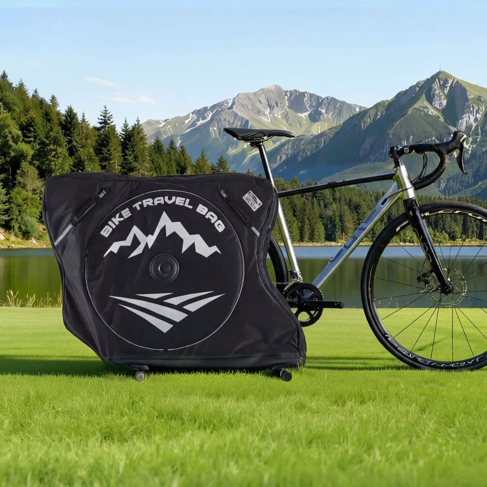 VEVOR Bike Travel Bag, Road Bike Bag Road Bicycle Storage Carry with TSA Lock & Dual Zipper, Black Bicycle Case Wheelbase 37-42 in for Air Travel, Outdoor Use, Airplane, Car, Train, Subway Transport