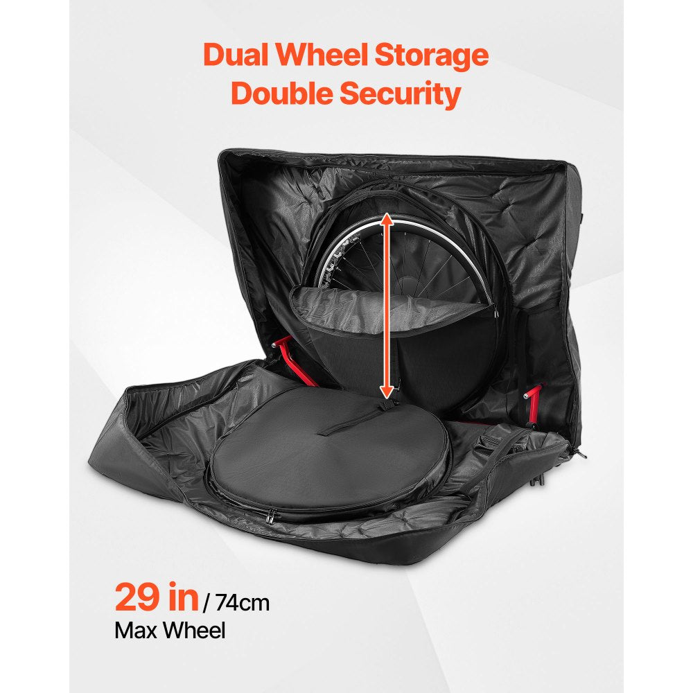 VEVOR Triathlon Bike Travel Bag, Transport Bicycle Storage Carry Bag with TSA Lock & Dual Zipper, Triathlon Bicycle Case Max. Wheelbase 42 in for Travel, Outdoor Use, Train Airplane Subway Transport