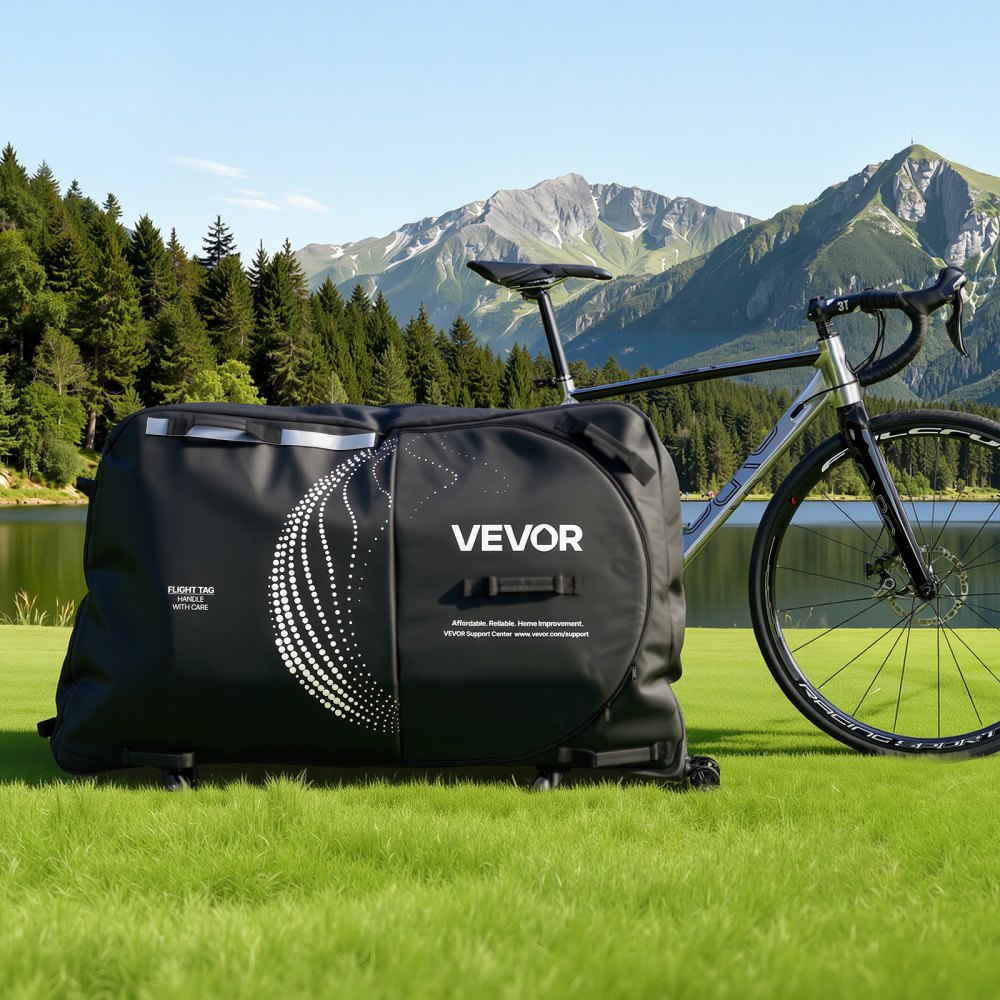 VEVOR Bike Travel Bag, Transport Universal Bicycle Storage Case Bag with TSA Lock, Support Plates, Protection and Fork Mount Stabilisation, Bicycle Case Max. Wheelbase 51 in for Airplane, Outdoor Use
