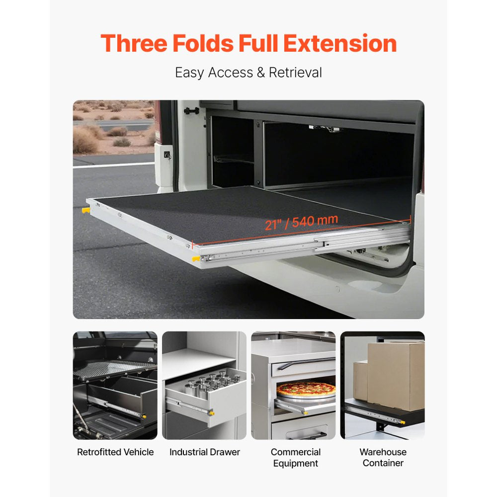 VEVOR 1 Pair Full Extension Drawer Slides 18 20 22 28 30 32 36 38 40 44 48 52 56 60 in, 500 lbs Load Capacity Locking Drawer Slides, Ball Bearing with Lock Side Mount Drawer Slide Rail