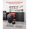 VEVOR Metal Storage Cabinet 41.7 in Lockable Steel Garage Cabinet Black, for Pantry, Warehouse, Basement, Laundry, Office, 3 Tiers Tool Storage with 2 Adjustable Shelves, 2 Magnetic Doors & 2 Keys