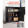 VEVOR Metal Storage Cabinet 41.7 in Lockable Steel Garage Cabinet Black, for Pantry, Warehouse, Basement, Laundry, Office, 3 Tiers Tool Storage with 2 Adjustable Shelves, 2 Magnetic Doors & 2 Keys