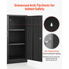 VEVOR Metal Storage Cabinet 41.7 in Lockable Steel Garage Cabinet Black, for Pantry, Warehouse, Basement, Laundry, Office, 3 Tiers Tool Storage with 2 Adjustable Shelves, 2 Magnetic Doors & 2 Keys