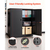 VEVOR Metal Storage Cabinet 41.7 in Lockable Steel Garage Cabinet Black, for Pantry, Warehouse, Basement, Laundry, Office, 3 Tiers Tool Storage with 2 Adjustable Shelves, 2 Magnetic Doors & 2 Keys