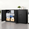 VEVOR Metal Storage Cabinet 41.7 in Lockable Steel Garage Cabinet Black, for Pantry, Warehouse, Basement, Laundry, Office, 3 Tiers Tool Storage with 2 Adjustable Shelves, 2 Magnetic Doors & 2 Keys