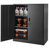 VEVOR Metal Storage Cabinet 41.7 in Lockable Steel Garage Cabinet Black, for Pantry, Warehouse, Basement, Laundry, Office, 3 Tiers Tool Storage with 2 Adjustable Shelves, 2 Magnetic Doors & 2 Keys
