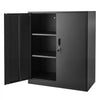 VEVOR Metal Storage Cabinet 41.7 in Lockable Steel Garage Cabinet Black, for Pantry, Warehouse, Basement, Laundry, Office, 3 Tiers Tool Storage with 2 Adjustable Shelves, 2 Magnetic Doors & 2 Keys