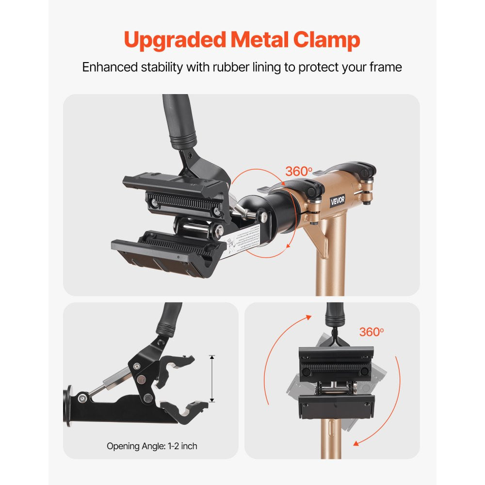 VEVOR Bike Repair Stand, Max. 110 lb Heavy-duty Bicycle Work Stand with 40.3-59.4 in Adjustable Height & Large Tool Tray, Foldable Ebike Maintenance Rack, Shop Home Mechanics for Mountain Road Bike