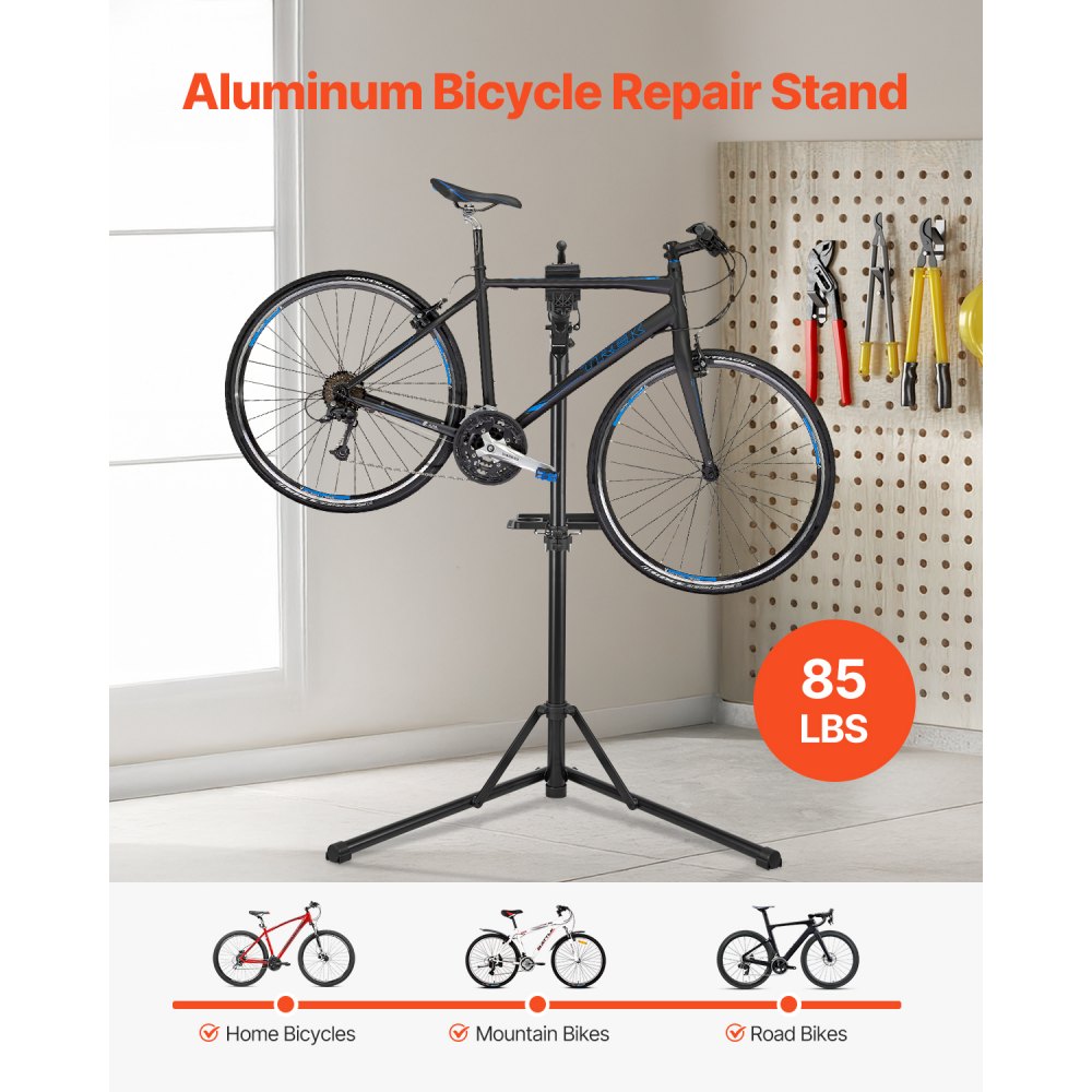 VEVOR Bike Repair Stand, 85 lb Heavy-duty Bicycle Work Stand with 40.7-64.1 in Adjustable Height & Magnetic Tool Tray, Foldable Bicycle Maintenance Rack, Shop Home Mechanics for Mountain & Road Bike