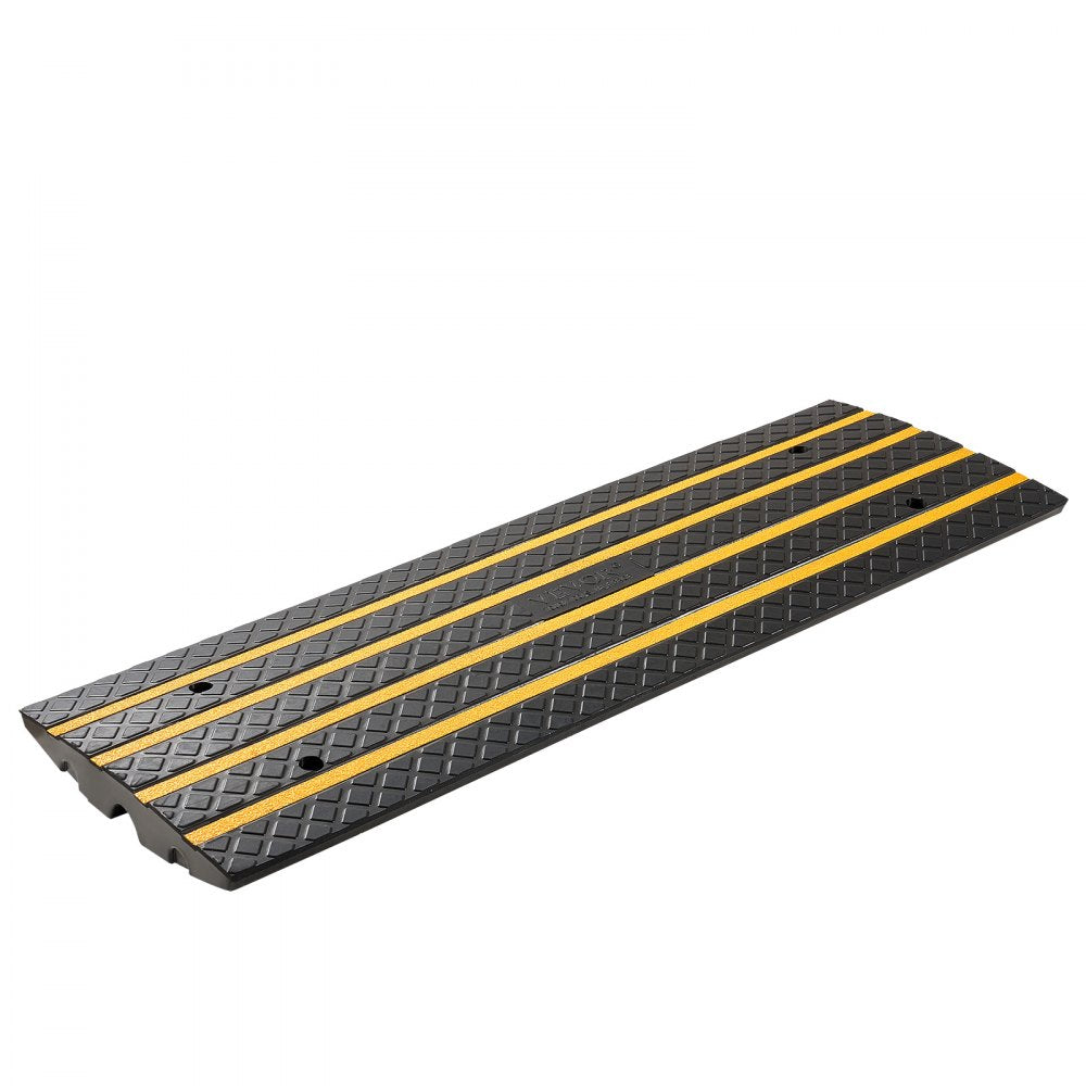 VEVOR Car Driveway Rubber Curb Ramp, 33069 lbs Load Capacity, 2.6 inch Rise Curbside Bridge Ramp with Yellow Reflective Strips, Suitable for Loading Dock, Warehouse, Garage, Sidewalk (1 Pack)
