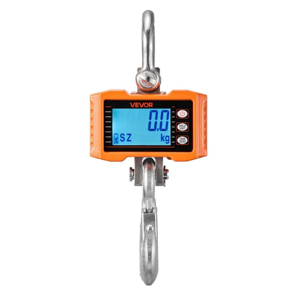 VEVOR Digital Crane Scale, 4400 lbs/2000 kg Max Capacity, Heavy Duty Industrial Hanging Scale with Cast Aluminum Case & LCD Display, 1 lbs Division & 3 Unit Switch, Remote Control for Garage Factory