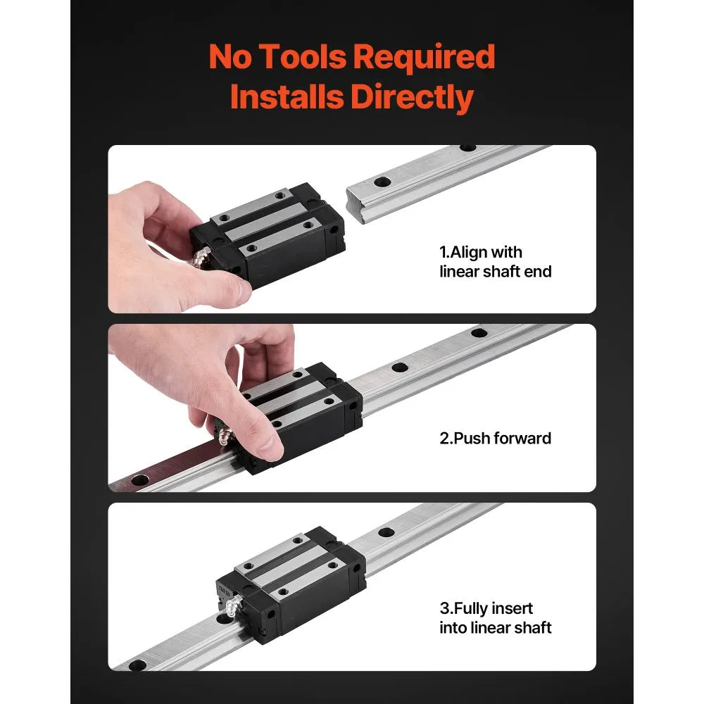 VEVOR Linear Rail Guide Kit, HGR20, 2Pcs 2000 mm (78.74 inch) Linear Motion Rails and 4Pcs Bearing Slide Blocks, Anti Rust and High Precision Kit, for DIY, CNC Routers, Lathes, Mills, 3D Printers