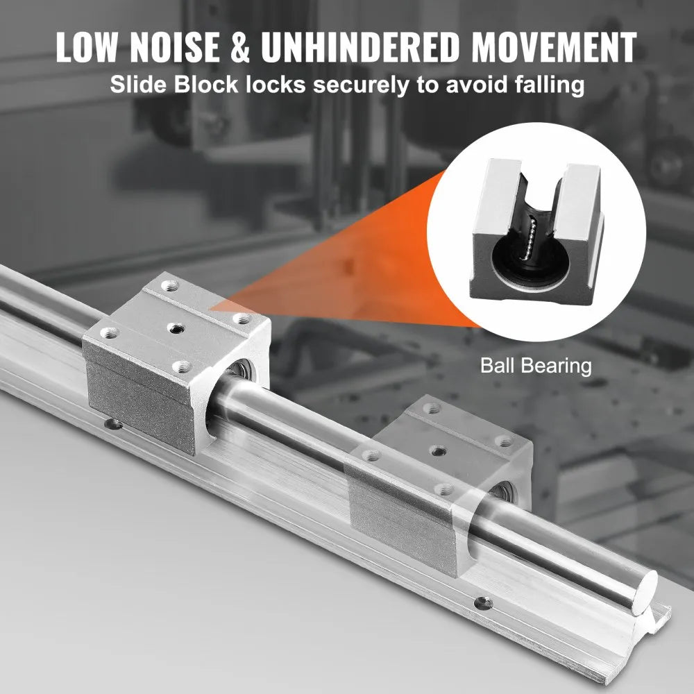 VEVOR Linear Guide Rail Set, SBR16 2000mm, 2 PCS 78.7 in/2000 mm SBR16 Guide Rails and 4 PCS SBR16UU Slide Blocks, Linear Rails and Bearings Kit for Automated Machines DIY Project CNC Router Machines