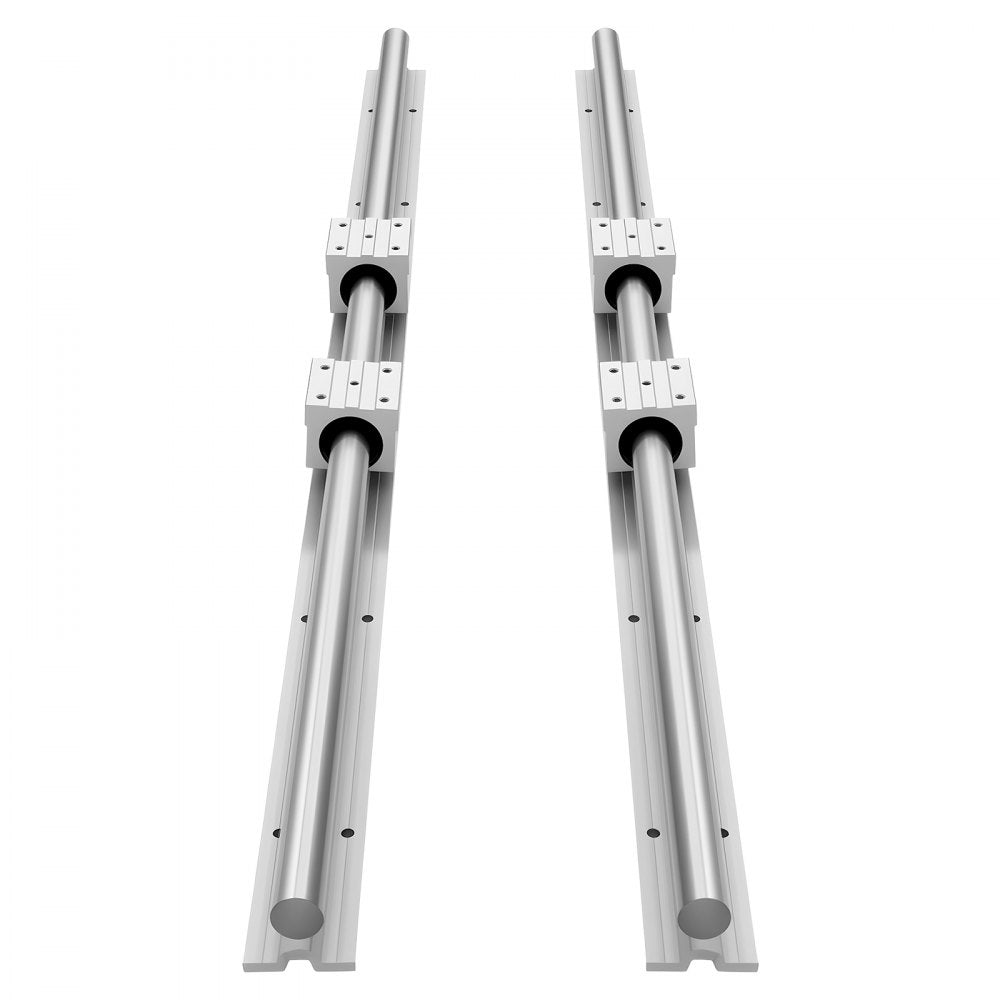 VEVOR Linear Rail Kit, SBR25, 2Pcs 1200 mm (47.24 inch) Linear Motion Guide Rails and 4Pcs Bearing Slide Blocks, Fully Supported Shaft, for Cutting, Grinding, Milling, Drilling Machines, and More