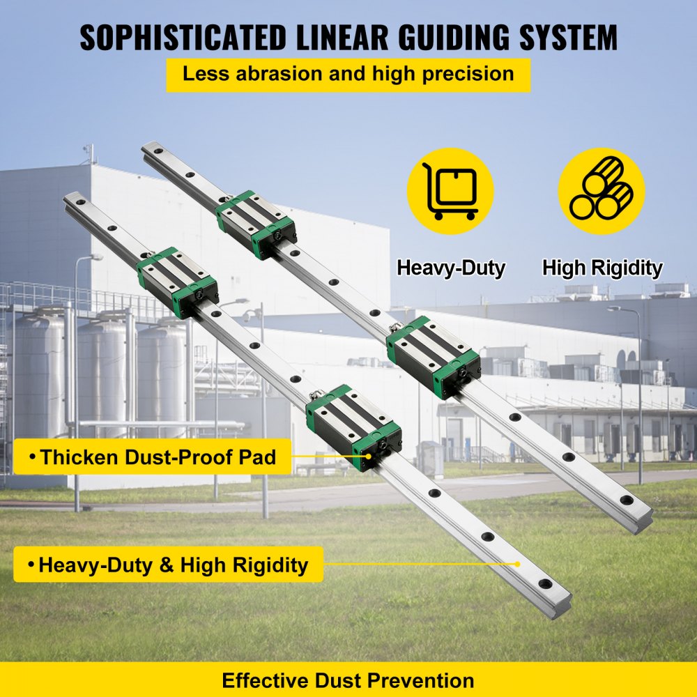 VEVOR Linear Guide Rail 2Pcs HGR20-1500mm Linear Slide Rail with 1Pcs RM1605-1500mm Ballscrew with BF12/BK12 Kit Linear Slide Rail Guide Rail Square for DIY CNC Routers Lathes Mills
