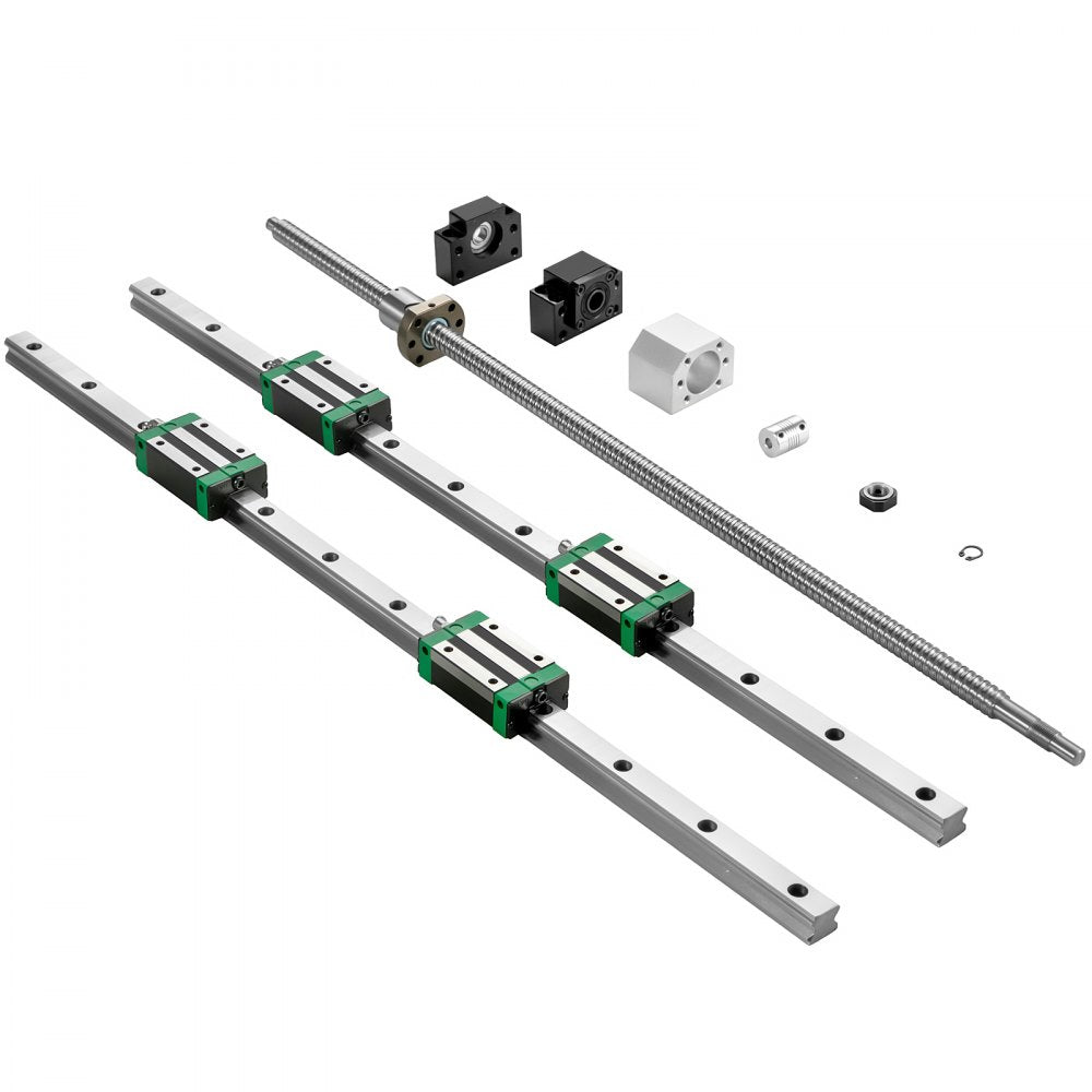 VEVOR Linear Guide Rail 2Pcs HGR20-2000mm Linear Slide Rail with 1Pcs RM1605-2000mm Ballscrew with BF12/BK12 Kit Linear Slide Rail Guide Rail Square for DIY CNC Routers Lathes Mills