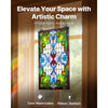 VEVOR Stained Glass Window Panel, 17 x 29 in, Tiffany Style Hanging Transom Window Panel with Chain, Large Vertical Rectangle Stain Glass, Vintage Traditional Art Handcrafts for Kitchen Home Decor