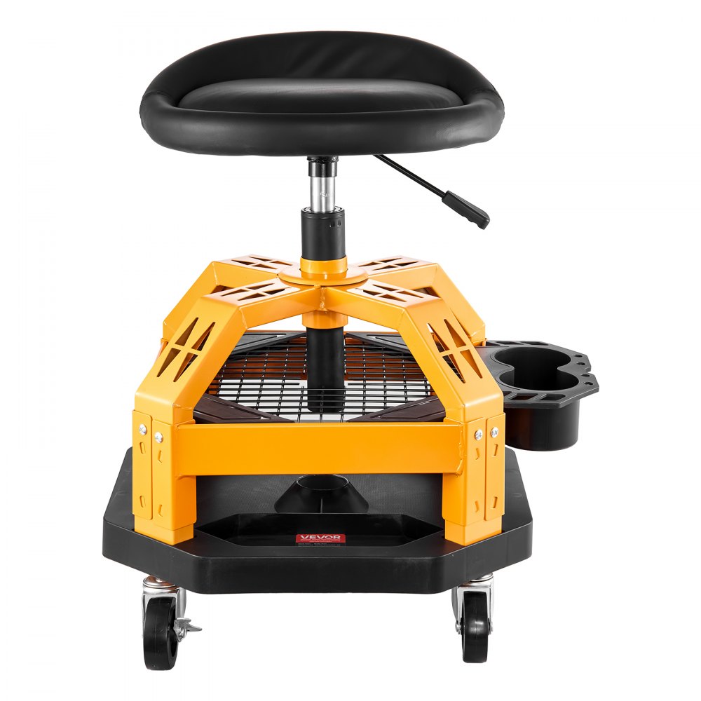 VEVOR Rolling Shop Stool, Heavy-Duty Pneumatic Garage Seat with 300 lbs Capacity, Adjustable Height Roller Creeper Seat, 360° Swivel Padded Workshop Stool with Casters, for Garage, Shop & Auto Repair