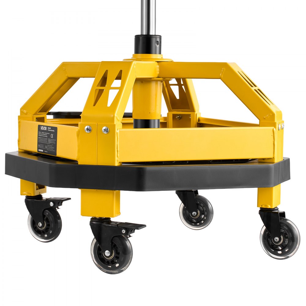 VEVOR Rolling Shop Stool with Wheels, 19.7"-25.6" Adjustable Height, 360° Swivel, 330 lbs Capacity, Garage Work Mechanic Stool with Backrest, Tool Tray Storage, Padded Seat Shop Chair, Black/Yellow