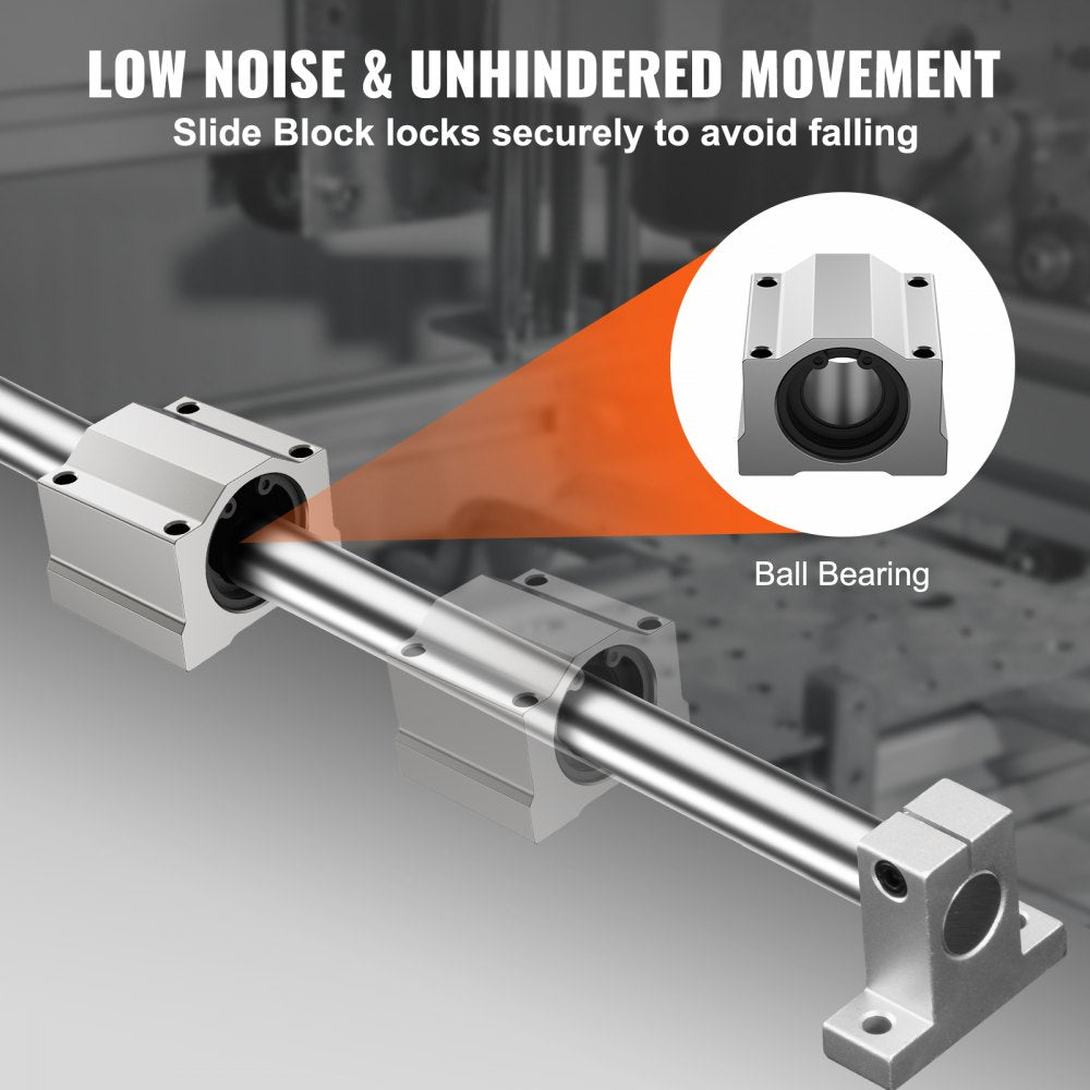VEVOR Linear Guide Set, SFC20 1000mm, Comes with Two 39.4 in/1000 mm SFC20 Guides, Four SC20 Slide Blocks, and Four Guide Supports for Automated Machinery and CNC Tasks