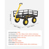 VEVOR Steel Garden Cart, 1200 lbs Heavy Duty Pullable Garden Wagon Yard Cart, 2 in 1 Outdoor Metal Utility Wagon Yard Trailer with 13" All Terrain Tires, Mesh Detachable Sides and 180° Rotating Handle
