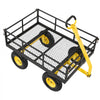VEVOR Steel Garden Cart, 1200 lbs Heavy Duty Pullable Garden Wagon Yard Cart, 2 in 1 Outdoor Metal Utility Wagon Yard Trailer with 13" All Terrain Tires, Mesh Detachable Sides and 180° Rotating Handle