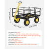 VEVOR Steel Garden Cart, 1400 lbs Heavy Duty Pullable Garden Wagon Yard Cart, 2 in 1 Outdoor Metal Utility Wagon Yard Trailer with 13" All Terrain Tires, Mesh Detachable Sides and 180° Rotating Handle
