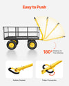 VEVOR Steel Garden Cart, 1400 lbs Heavy Duty Pullable Garden Wagon Yard Cart, 2 in 1 Outdoor Metal Utility Wagon Yard Trailer with 13" All Terrain Tires, Mesh Detachable Sides and 180° Rotating Handle
